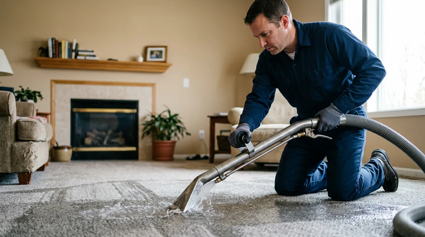 Water damage restoration technician working near Cooks, MI